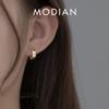 MODIAN Подлинные серьги-кольца из стерлингового серебра 925 пробы, простые, двойной слой, серебро и золото, для женщин, модные, тонкие ювелирные изделия