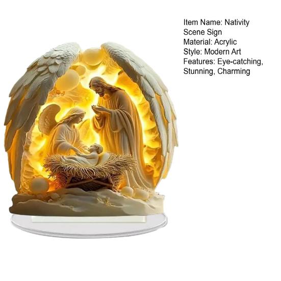 Рождественский вертеп Акриловая настольная табличка 2D Плоский настольный дисплей Украшение для христианского дома Декор полки