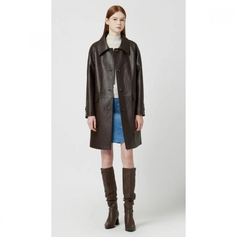 Cc Collect Fake Leather Stand Collar Long Jacket C254psf513