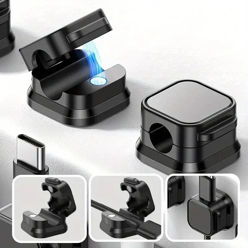 НОВЫЕ 1/6/12 шт. Магнитные клипсы-органайзеры для кабелей, органайзер для проводов, держатель шнура, намотка кабеля для зарядки, настенный крючок