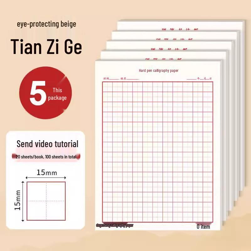 10 Large Tian Zi Ge Calligraphy Practice Books with Fountain Pen Paper