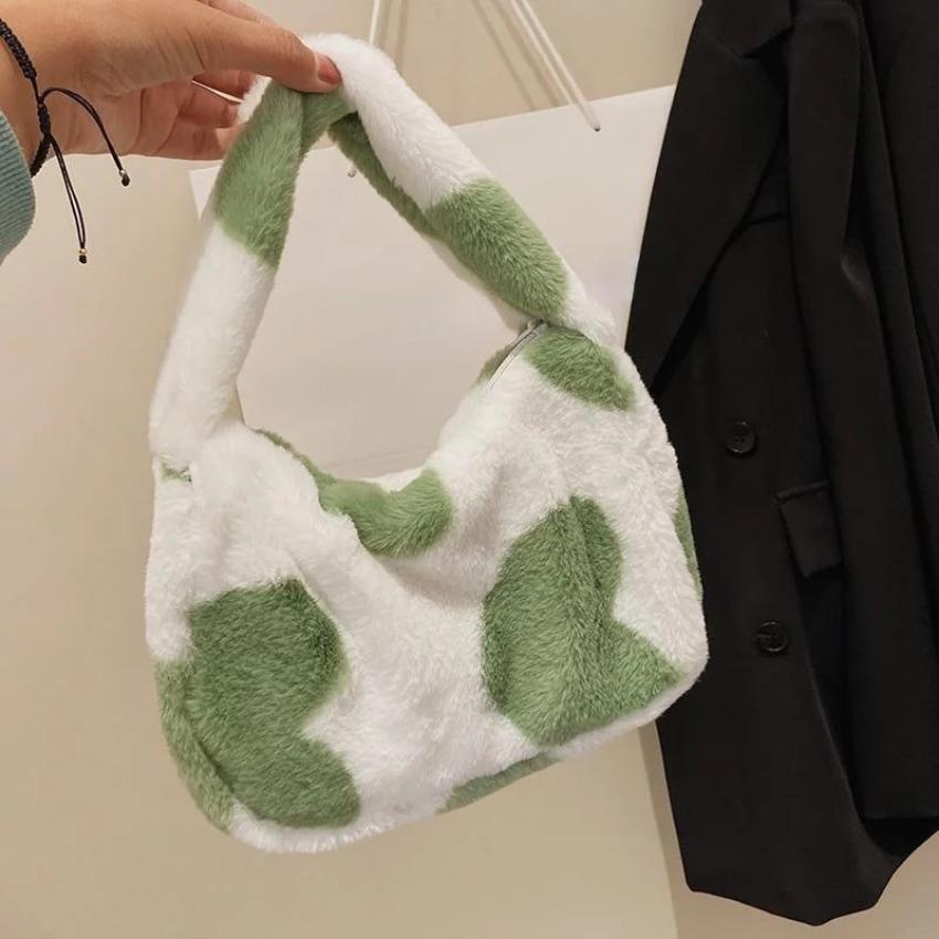 1 шт. Наплечная сумка Простая персонализированная сумка через плечо Популярная текстура Новая плюшевая в стиле Харадзюку Коровья мода Иностранный стиль Плюшевая