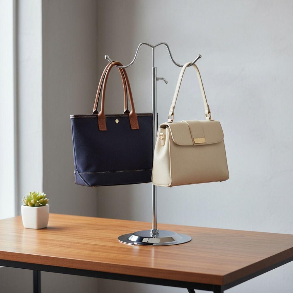 Curved Hook Handbag Display Stand Single/Double Hook Jewelry Storage Shelf Wig Hanger Silk Scarves