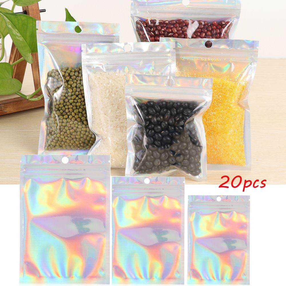 20 Pcs Plastic Waterproof Self Seal Zipper Reclosable Pouches Storage Packaging Bag