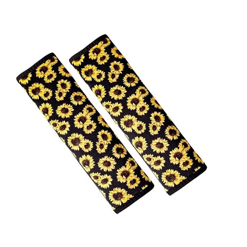 2Pcspair Sunflower Shoulder Guard Diving Material With Shoulder Protector Car Seat Belt Printed Sunflower Shoulder Protector