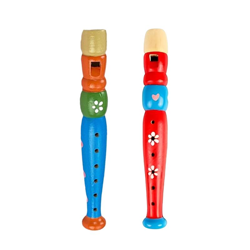 2 шт. 6-дырочная деревянная флейта, красочные детские развивающие музыкальные игрушки, детский музыкальный инструмент, труба, горн, гудок TMZ