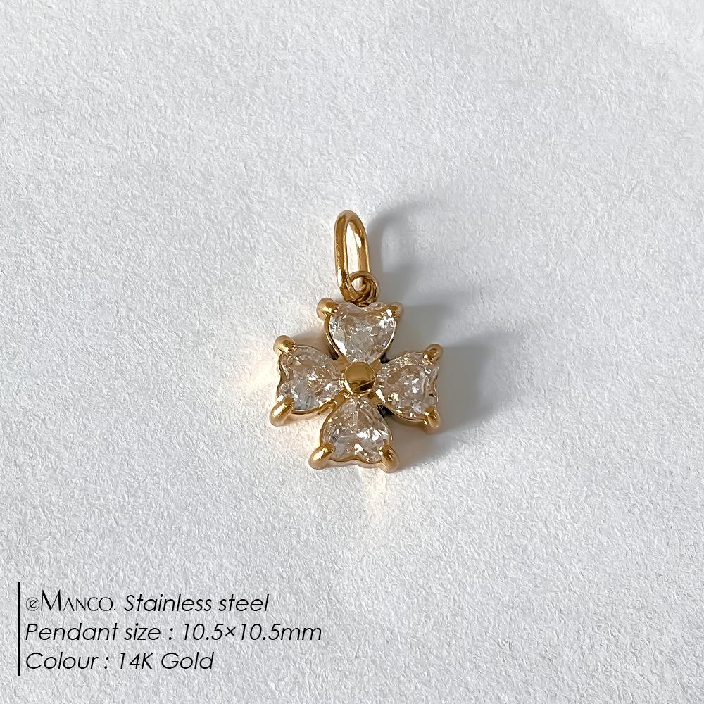 EManco Подвеска-клевер из нержавеющей стали с позолотой 14 карат и разноцветным цирконом для серег или ожерелья своими руками