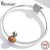 BAMOER, стерлинговое серебро 925 пробы, эмаль, Хэллоуин, смайлик, тыквы и игривый черный кот, очаровательные бусины для женщин, ювелирные украшения