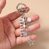 Chic Rhinestones Star Keychain Pearl Beaded Key Ring Pendants for Women Girls Handbag Decor DIY Handmade Key Chain Jewelry Gift