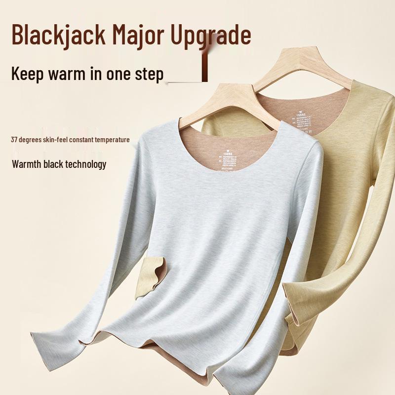 Женский термокомплект из кашемировой смеси с теплогенерирующим эффектом, с круглым вырезом: Антистатичное, Приятное к коже, Осенне-зимнее нижнее белье