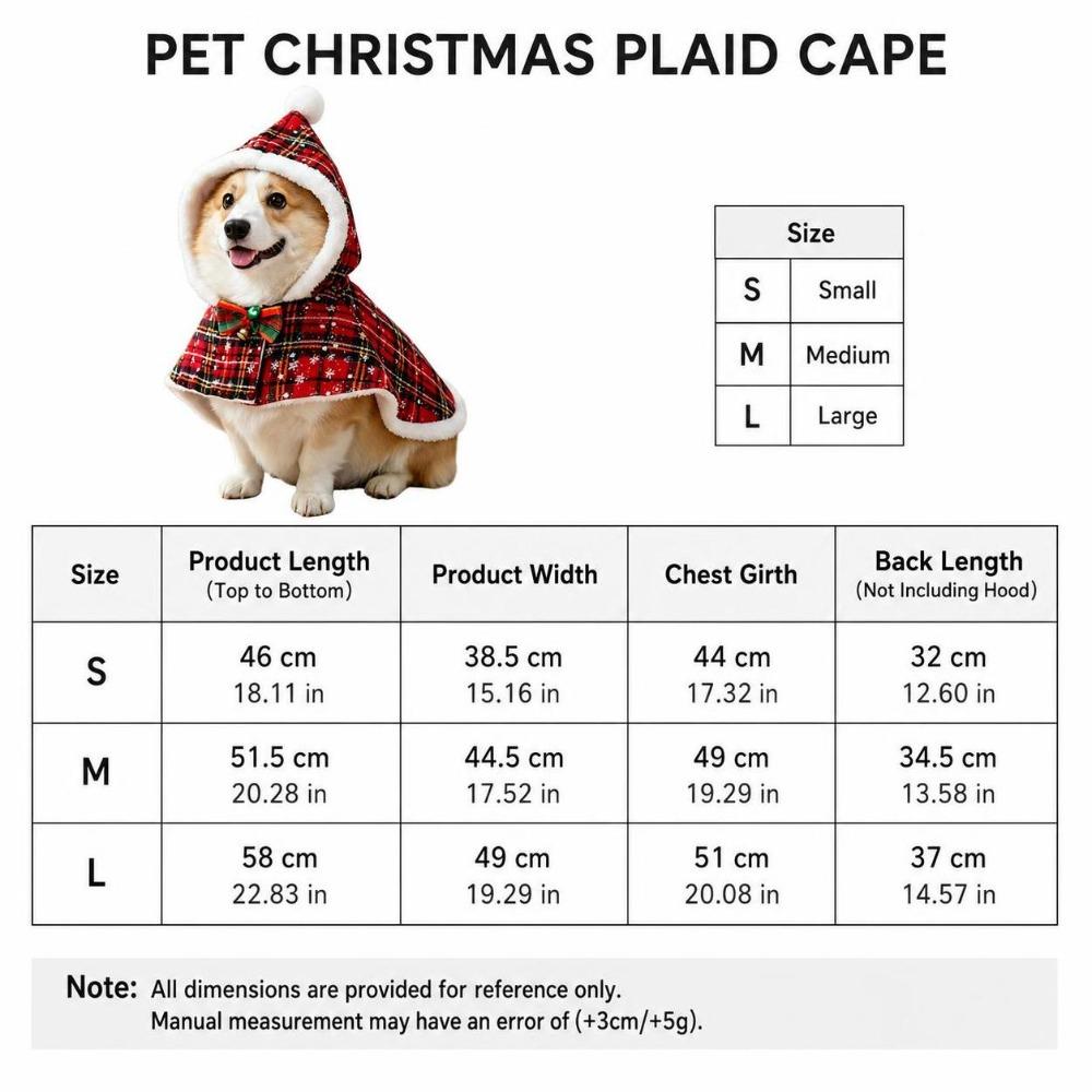 Red Dog Festive Costume Festive Holiday Pet Cloak Cute Pet Christmas Cape Cat Dog