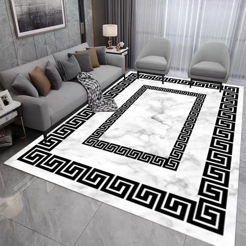 Геометрический принт Ковер для спальни для домашнего декора Гостиная Прихожая Кухня Нескользящие напольные коврики Ковер для зоны дивана и журнального столика в отеле