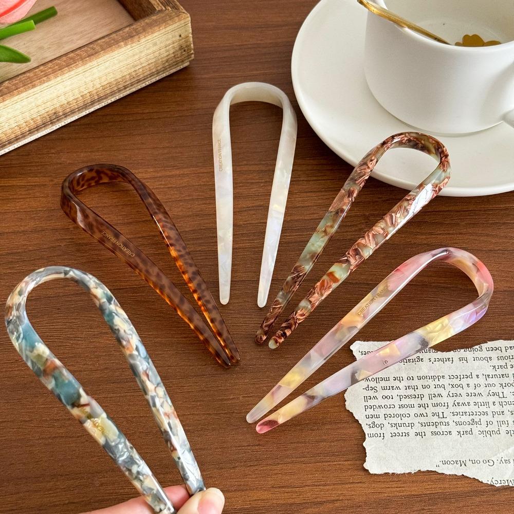 Geometric Acetate Hairpin Headwear Chinese Style Hair Fork Creative U-shaped Hair Stick Daily