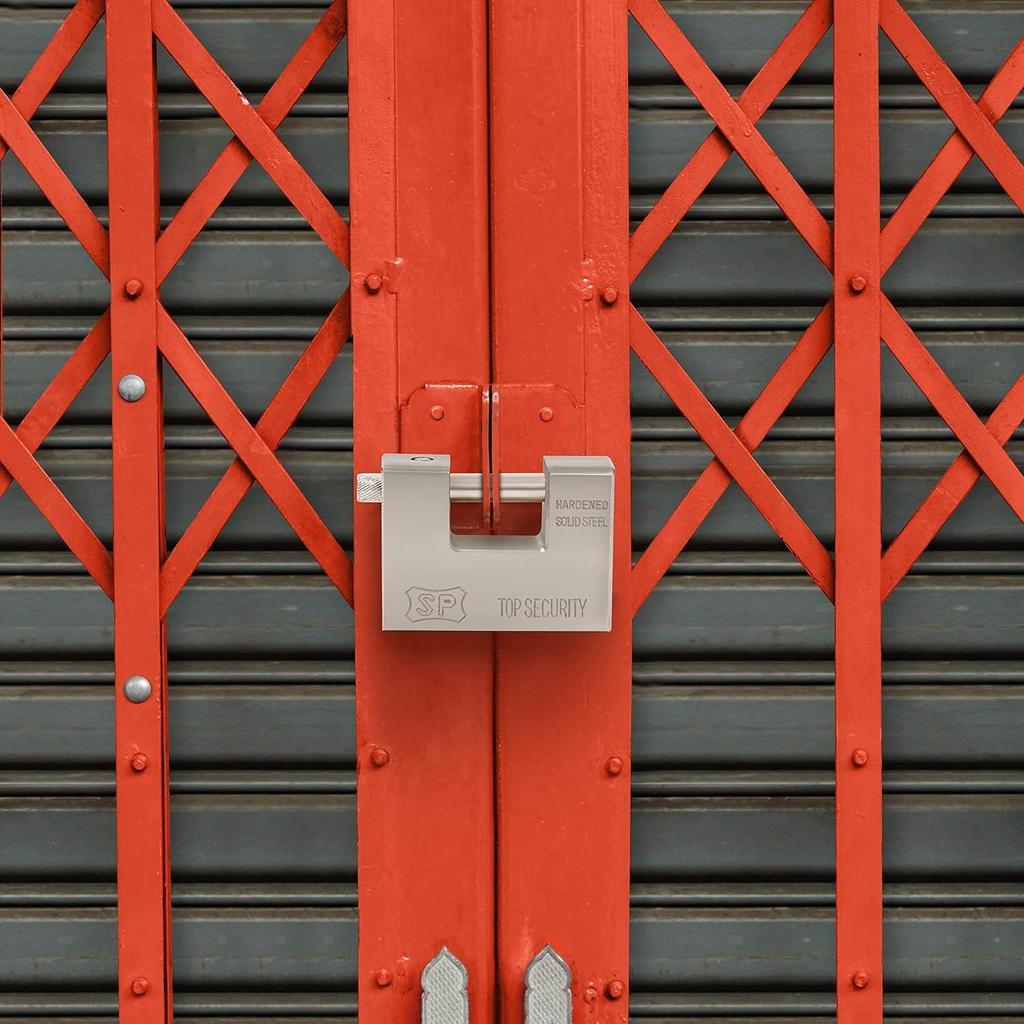 Сверхпрочный навесной замок с 4 ключами - Закаленный стальной защитный навесной замок с цилиндром защиты от сверления и отмычки, защитной дужкой, цепным замком