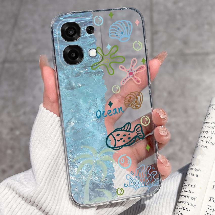 Для Oppo A6 Pro A6x A5x K13 Realme 15X C85 V70 V70s CT 7 7T 8 Чехлы для телефонов Красивые узоры Сакура Бабочки Корпус Мягкий силикон ТПУ Прозрачный корпус
