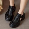 Fashion Retro Genuine Leather Thick Sole Platform Shoes Women 2024 Summer New Waterproof Comfort Round Toe Handmade Sandals