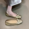 Французский бант, женские туфли на плоской подошве, одинарные туфли, лето 2025, новые, с мелким вырезом, балетки, туфли для бабушки, нежные туфли-бини