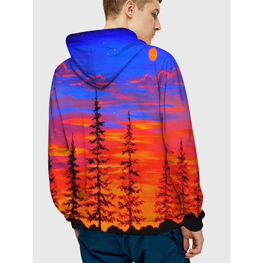 3D Printed Men's Hoodie Deer Pattern Trendy Sportswear Pullovers Long Sleeves Autumn Winter Sweatshirt
