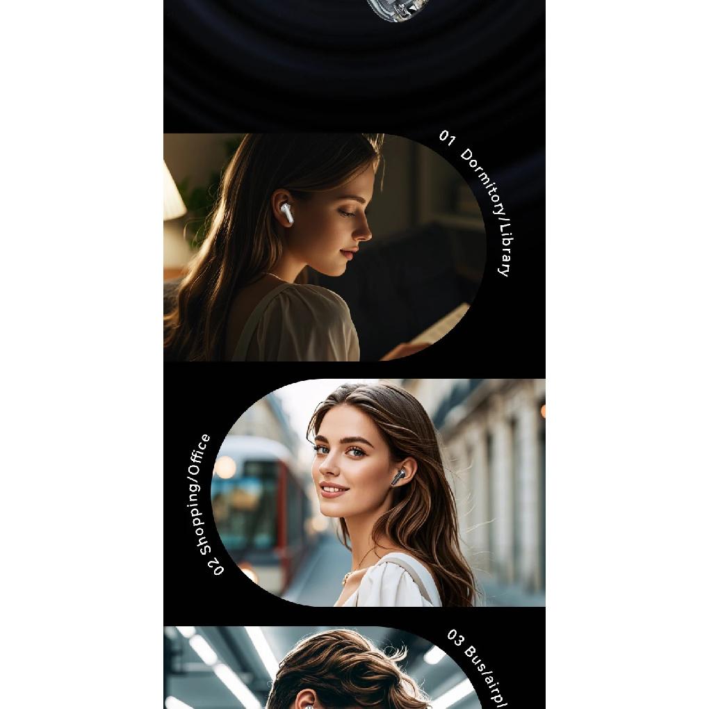 M83 Wireless Bluetooth 5.4 Earbuds ANC Earphones Realtime Adaptive Headphones Hi-Res IP55 Waterproof, LED Display Charging Case