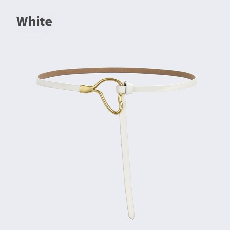 Женский кожаный ремень с узлом и украшением под рубашку, простой и универсальный тонкий ремень из чистой коровьей кожи