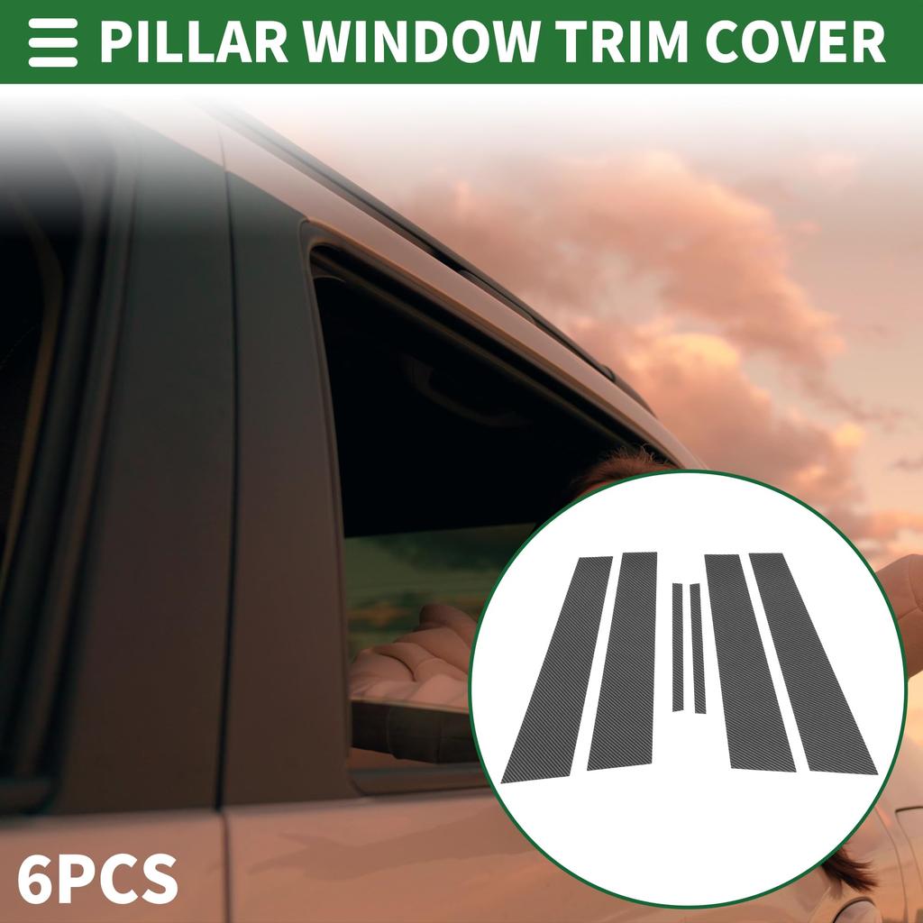 Motoforti Pillar Covers for Dodge Charger 2011-2014, Car Trim Covers, Pillar Stickers, Pillar Garnish, Plastic with Black Carbon Fiber Finish