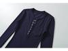 Женская американская остромодная облегающая футболка-henley с длинным рукавом - Универсальная базовая футболка, 2025