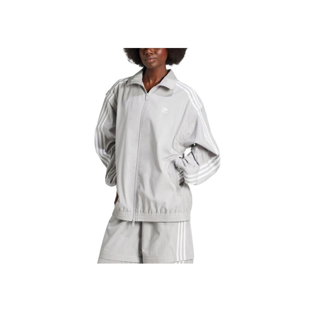 Adidas Originals Woven Firebird Zip-Off Track Top Women Jacket Light-Gray JM9253