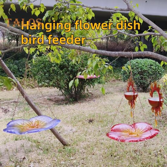 Подвесная ванна для птиц, стеклянная миска для воды для птиц, садовая ванна для диких птиц, поднос, кормушка для украшения двора и газона