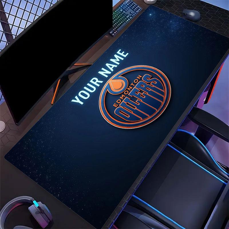 Custom Name,Edmonton Oilers Mouse Pad, Large Gaming Desk Mat, Non-slip XXL Mousepad for Laptop & Tablet, Mini PC Playmat with Stitched Edges