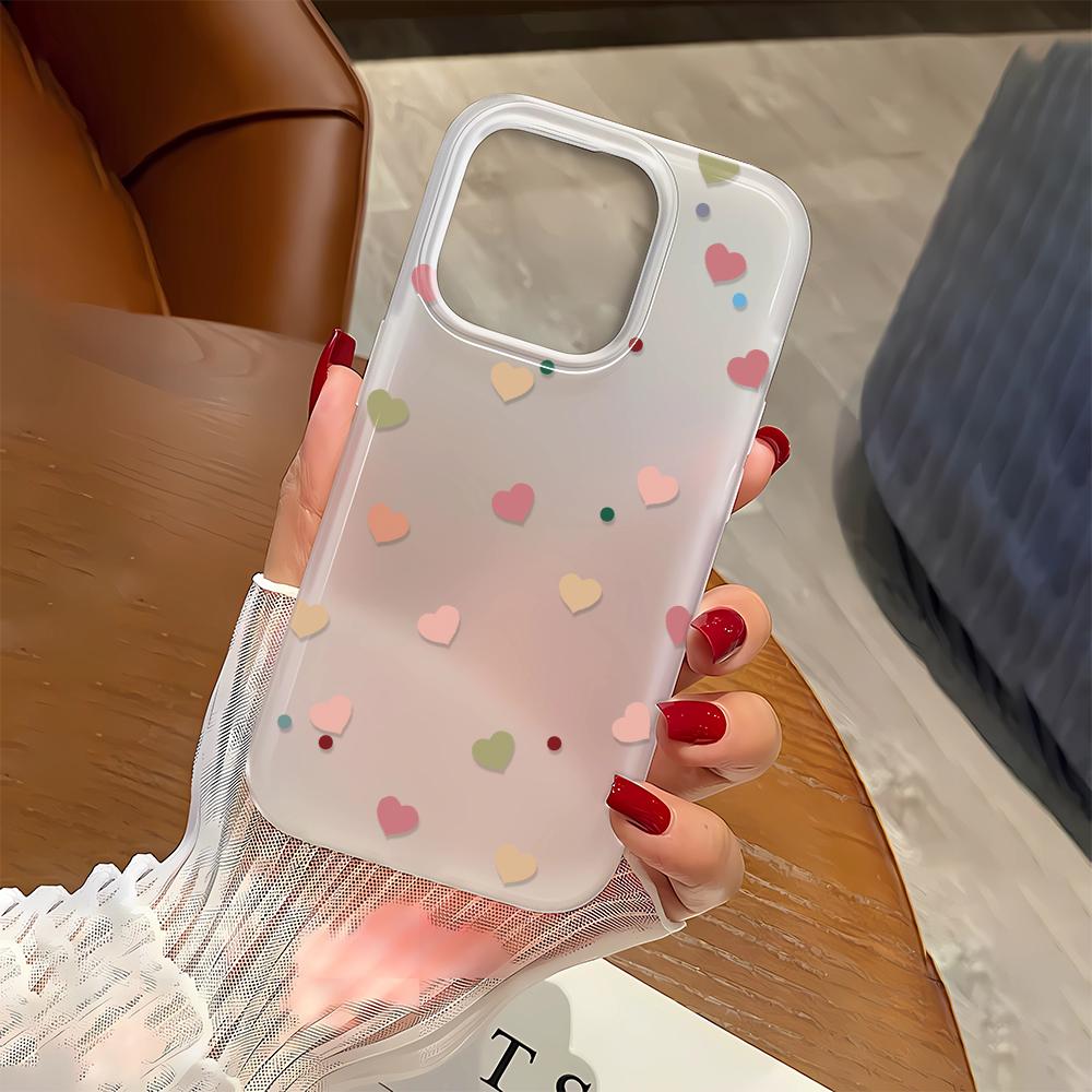 Красочный чехол с сердечками для iPhone 16 15 14 13 12 11 Pro Max XR XS MAX 78 Plus. Простой и полупрозрачный задний чехол