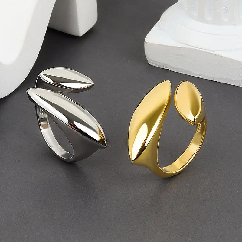 LATS New Fashion Designer Gold Silver Colour Water Drop Ring Woman Europe America Luxury Jewelry Trendy Accessories Gift