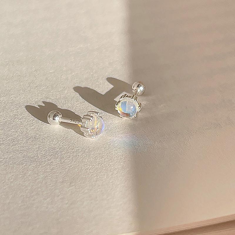 1 пара сережек-гвоздиков с лунным камнем в форме уха и гвоздя для женщин и девочек