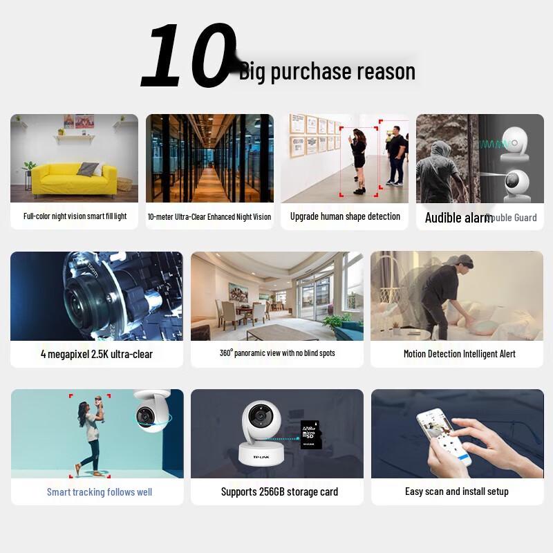 TP-Link TL-IPC44AW 4MP Pan-Tilt Full-Color WiFi Security Camera CN plug (adapter included)