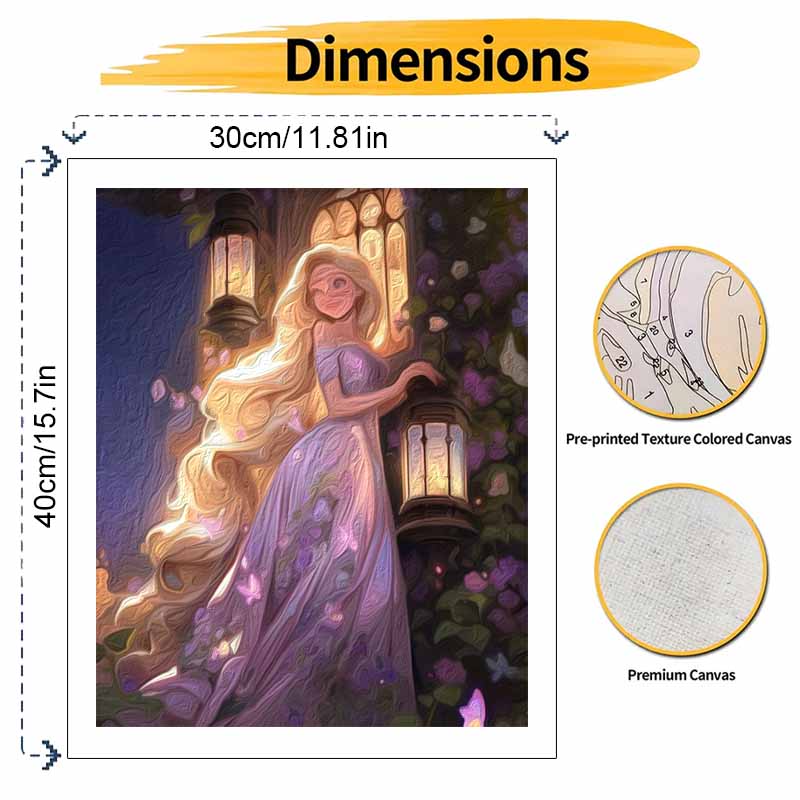 Disney Набор для масляной живописи Холст Сад принцессы Ночной фонарь Домашний декор Подарок