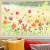 Цветок Бабочка Наклейка на Окно Самоклеящаяся Наклейка на Стену для Стекла Кухонного Шкафа Домашний Декор Съемное Настенное Искусство