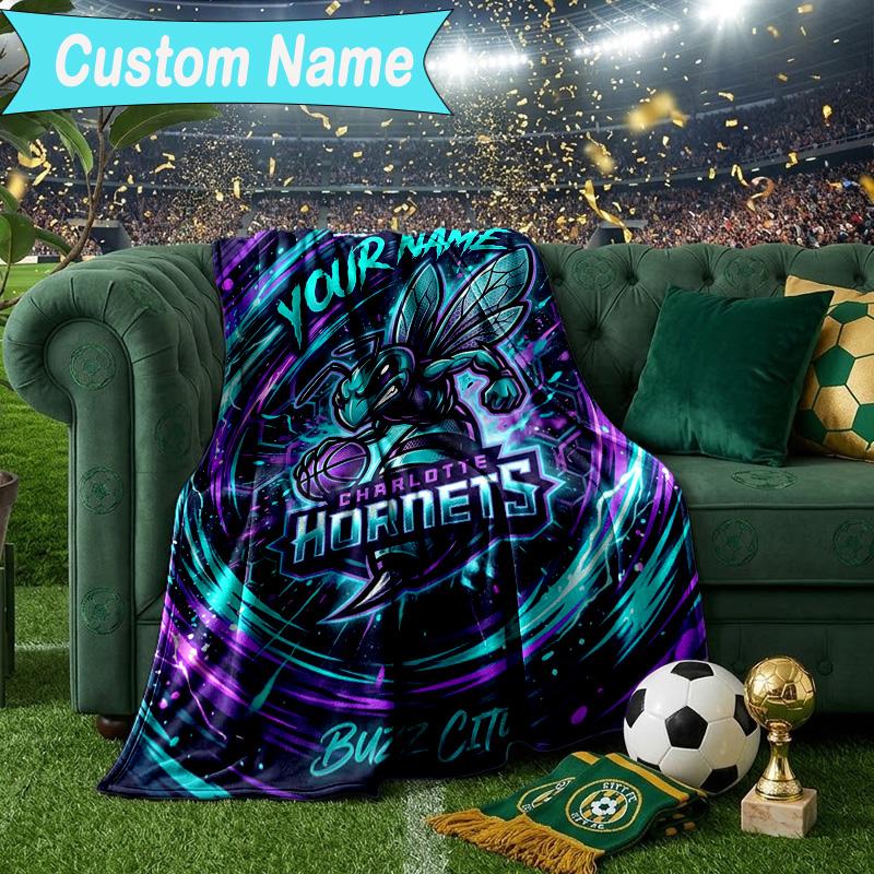 Custom Name Blanket Charlotte Logo Art Blanket Bedding Blanket for Travel, Camping, Living Rooms, Offices, Sofas, Fan Christmas gift
