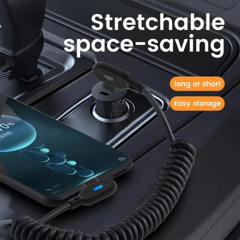 6A USB на Type C Кабель для быстрой зарядки Короткий пружинный кабель Угловой 90° Кабель для передачи данных USB C для Samsung Huawei Xiaomi Провод для зарядки телефона