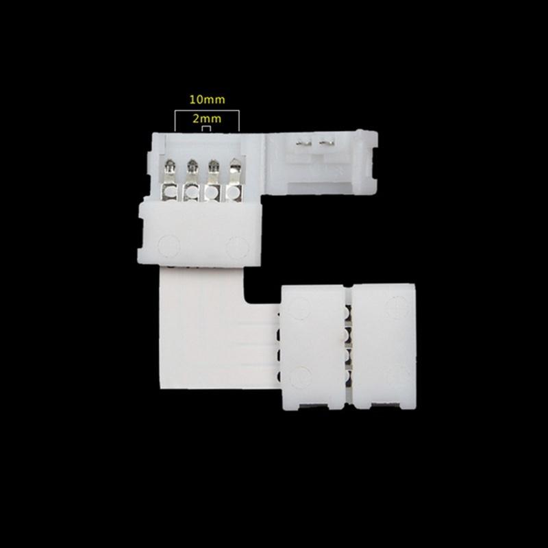 4 упаковки L-образных 4-контактных RGB 5050 LED-коннекторов для светодиодных лент