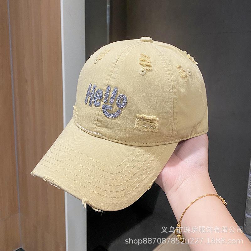 Spring letter hot diamond baseball hat men and women outdoor old hole shading sun protection cap casual cap