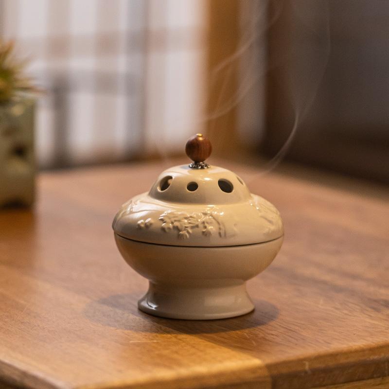 Household creative plate incense burner four gentlemen incense burner tea ceremony ornament indoor incense burner