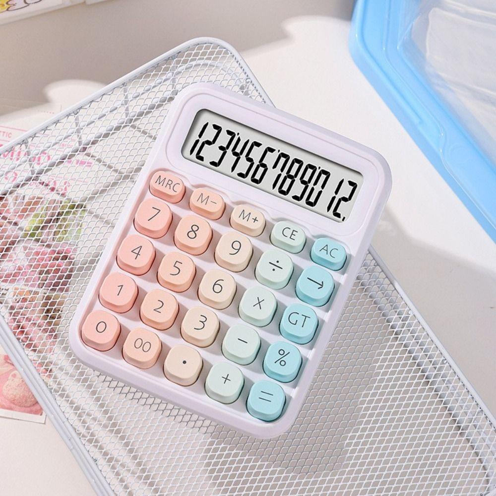 Cute 12 Digits Calculator Large LCD Display Candy Color Finance Calculator Portable Practical Student Calculator