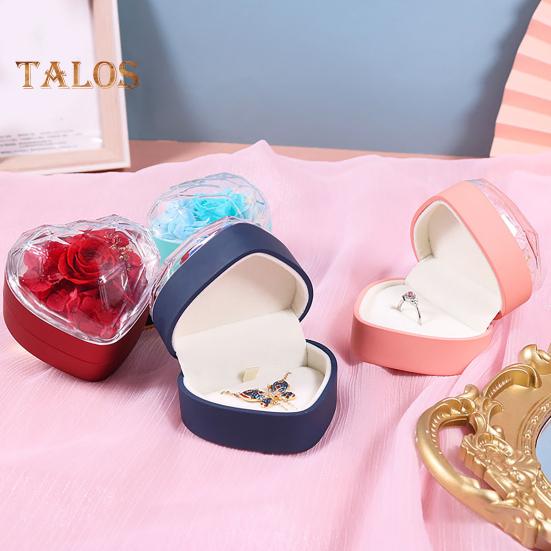 Шкатулка для колец, подарочная коробка с консервированными розами, органайзер для колец в форме сердца, консервированные цветы, подарки на годовщину для девушки, мамы