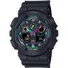 Мужские часы G-SHOCK GA-100MF-1AJF [серия цветов G-SHOCK Multi Fluorescent] Круглые часы из черной смолы