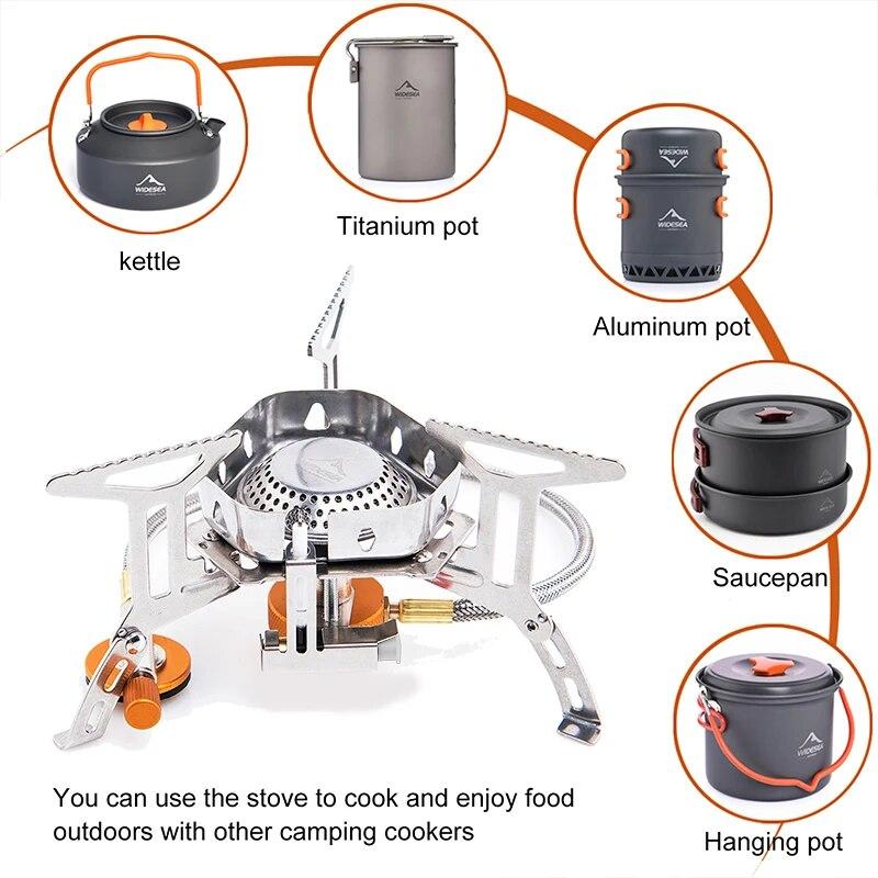 Widesea Camping Burner 3200W Windproof Foldable Electric Ignition Outdoor Portable Gas Stove Outdoor Camping Hiking Fishing