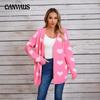 Winter Women's Cardigan Sweater Patchwork Knit Valentine's Day Plus Size Heart Sweater