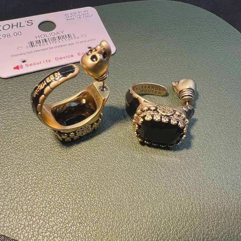 Винтажные золотые серьги-кольца с черным камнем в виде черепа для женщин