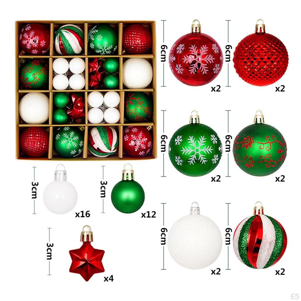 44 Count Christmas Balls for Tree Decor, Shiny Hanging Ornaments Collection