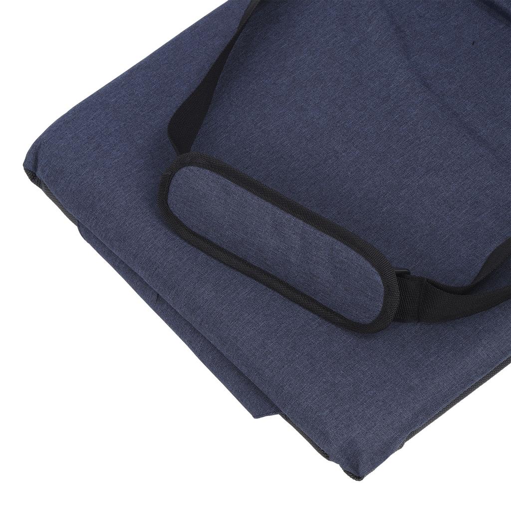Portable Outdoor Camping Hunting Fishing Single Shoulder Strap Stand Folding Seat Adjustable Cushion Navy Blue