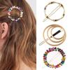 Silver Round Barrettes Circle Geometric Hairpin Fashion Metal Hair Clips Girls