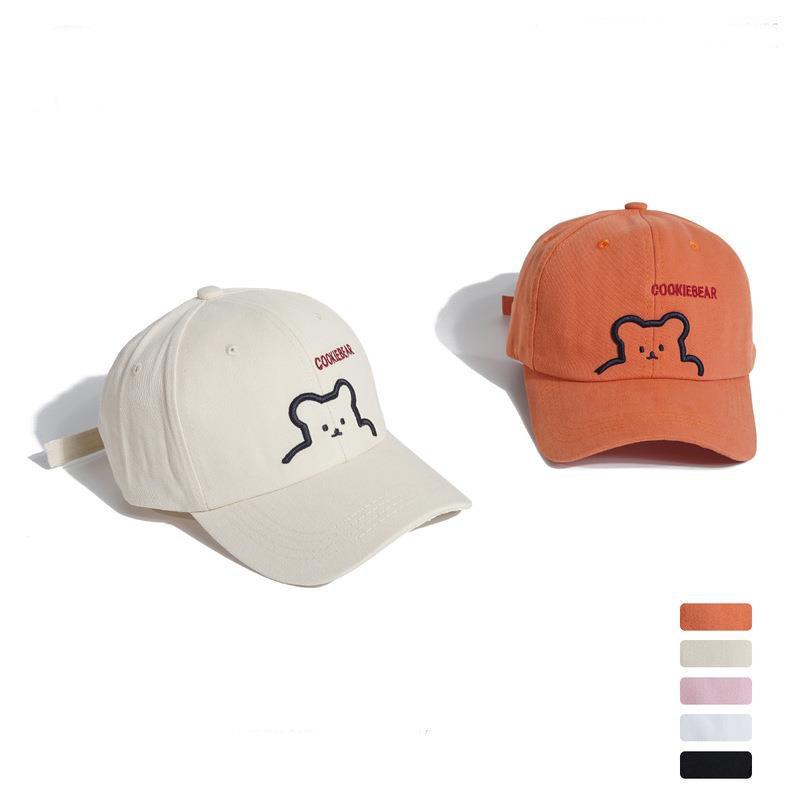 Hat Female Couple Bear Embroidered Alphabet Baseball Cap Beige Cap Female Autumn Casual Shade Sun Protection